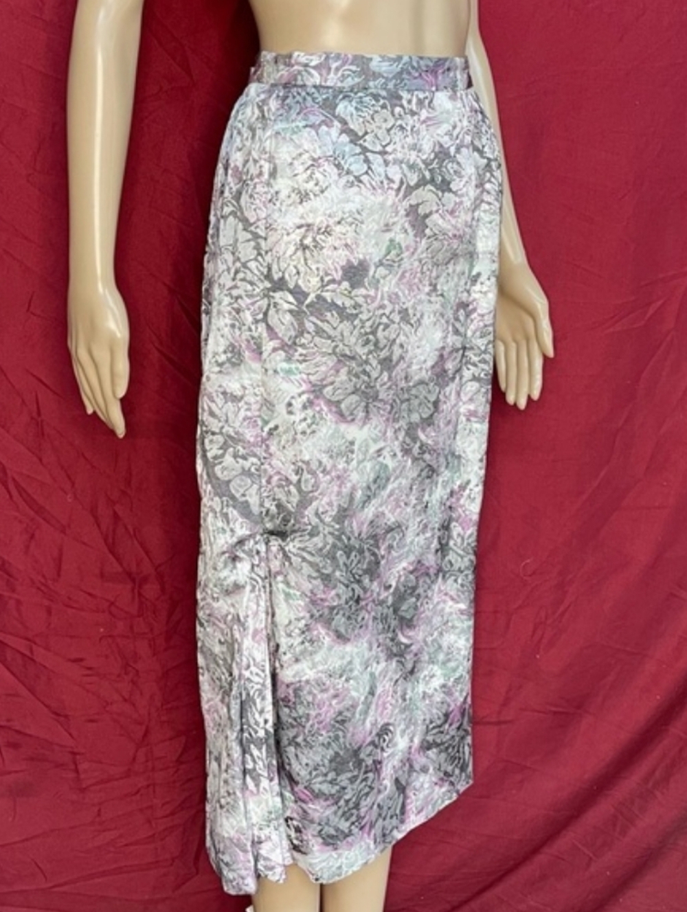 Ashro Floral Jacquard Pencil Skirt - Pink, Gray Size 10
